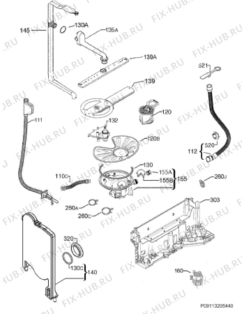 Взрыв-схема посудомоечной машины Electrolux ESF7466ROX - Схема узла Hydraulic System 272